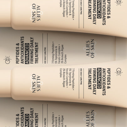 Allies of Skin Peptides & Antioxidants Advanced Firming Daily Treatment tubes pattern, flash sale PDP gift with purchase offer
